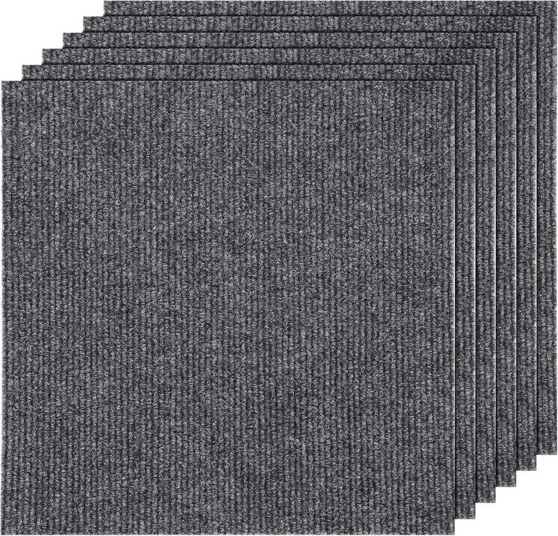 AKOLAFE 30 Pack Peel and Stick Carpet Tiles 12x12 Self Adhesive Carpets Squares for Basement Carpets for Concrete Floor Non Skid Carpet Tiles Clearance on Indoor Outdoor Carpet Squares Commercial Grey - Image 1